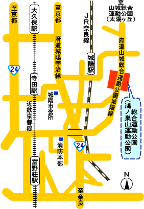 総合運動公園へのアクセス方法の地図