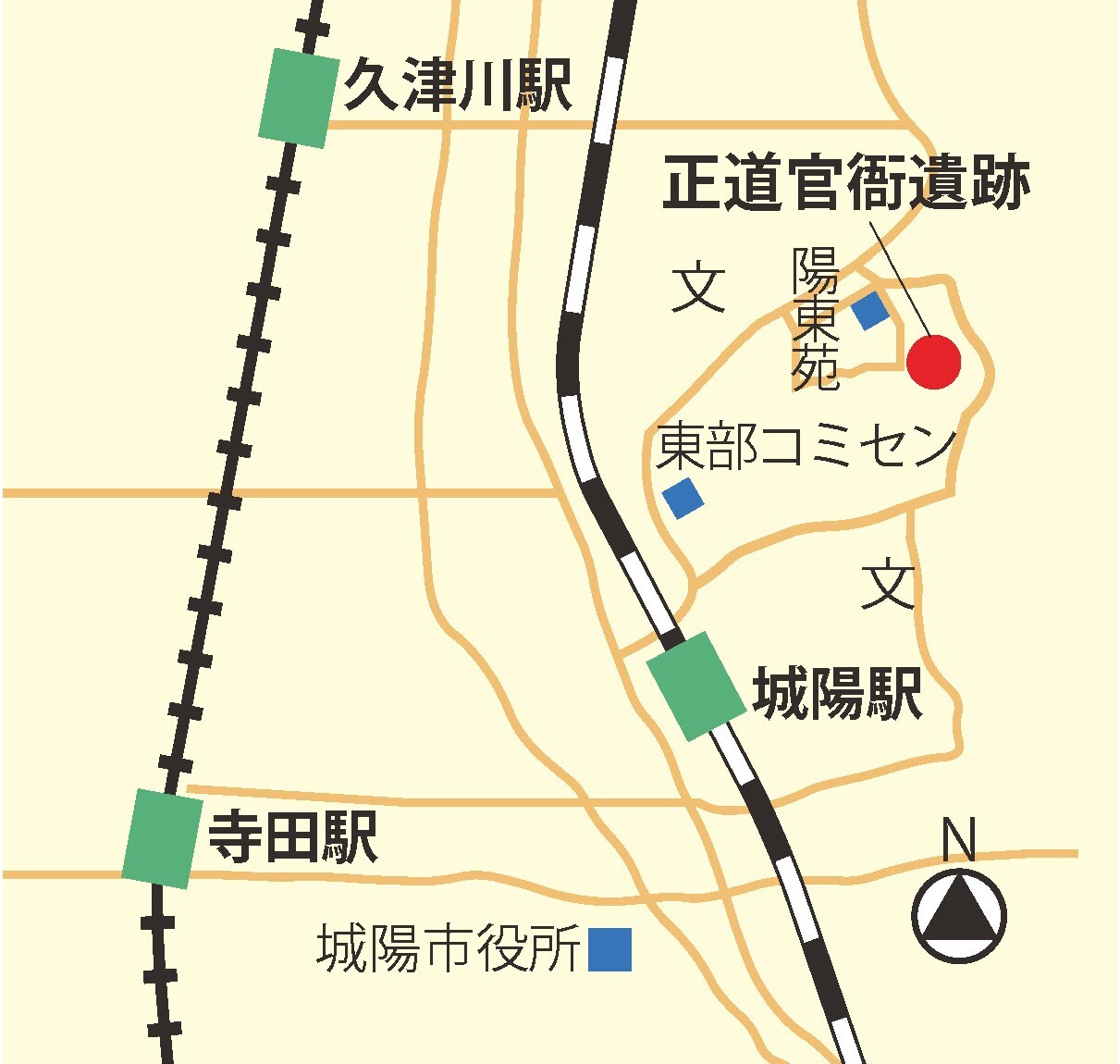 正道官衙遺跡の地図