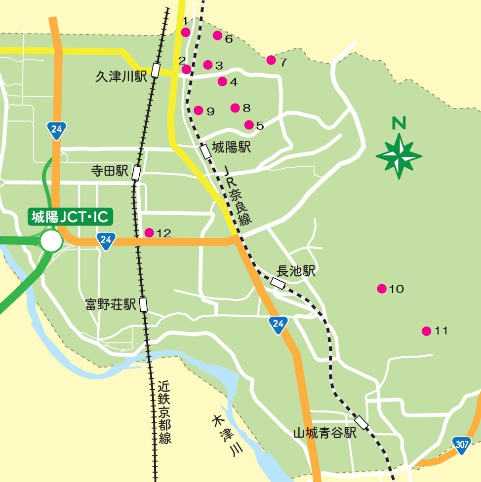城陽市内スポット地図